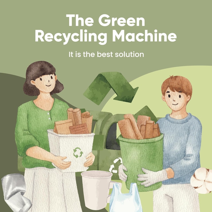 Vecteur modèle de publication instagram avec style aquarelle de concept de recyclage global