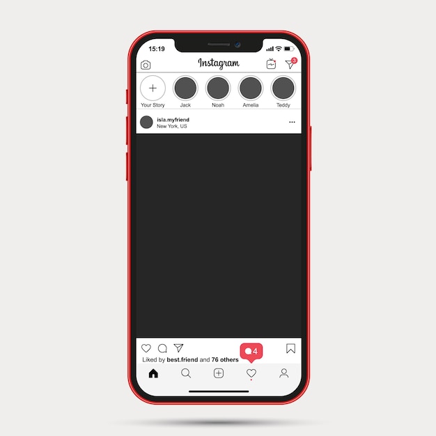 Vecteur modèle de publication instagram ui ux app