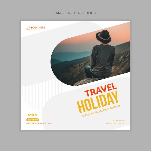 Modèle de publication instagram de vacances de voyage ou de publication sur les réseaux sociaux