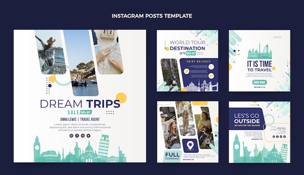 Modèle de publication instagram de voyage design plat