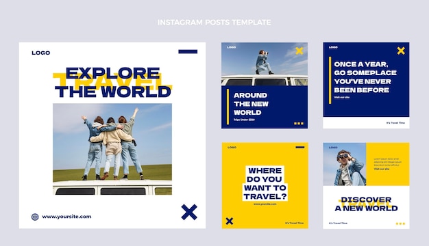 Modèle de publication instagram de voyage plat