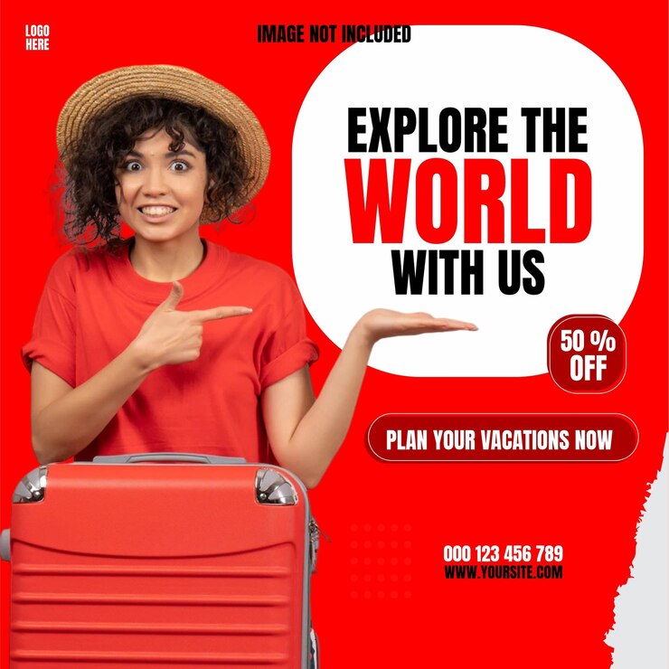 Vecteur modèle de publication instagram sur les voyages et le tourisme ou sur les réseaux sociaux