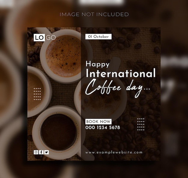 Vecteur modèle de publication de la journée internationale du café instagram