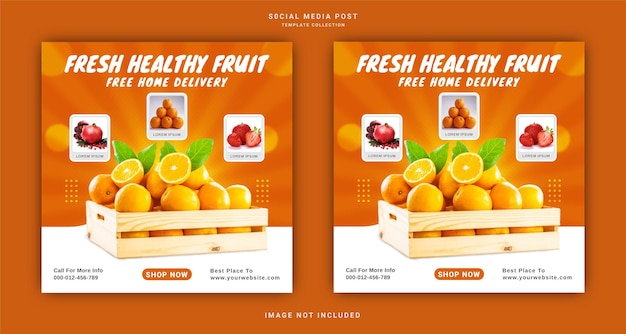 Modèle De Publication De Médias Sociaux De Bannière Instagram De Fruits Frais Et Sains