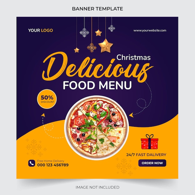 Modèle De Publication Sur Les Médias Sociaux De Bannière De Menu De Nourriture De Noël Modifiable Pour La Promotion