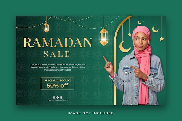 Vecteur modèle de publication sur les médias sociaux de la bannière de vente du ramadan