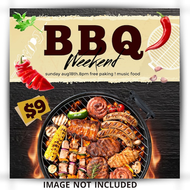 Modèle de publication de médias sociaux barbecue