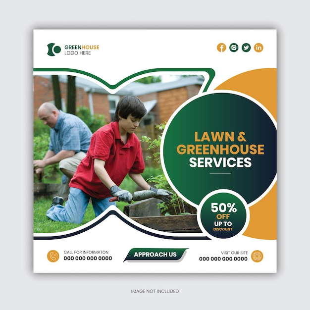 Modèle De Publication De Médias Sociaux De Concept De Service Agricole De Jardinage Agricole