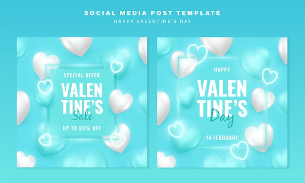 Modèle De Publication De Médias Sociaux Dégradé Moderne Bleu Saint Valentin