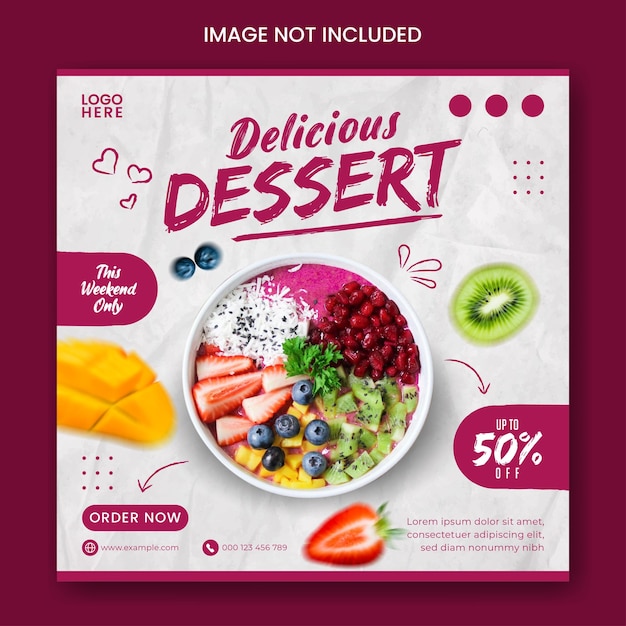 Modèle De Publication Sur Les Médias Sociaux De Desserts Ou De Smoothies Aux Fruits Avec Des Fruits Frais