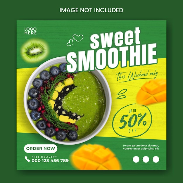 Modèle De Publication Sur Les Médias Sociaux De Desserts Ou De Smoothies Aux Fruits Avec Des Fruits Frais