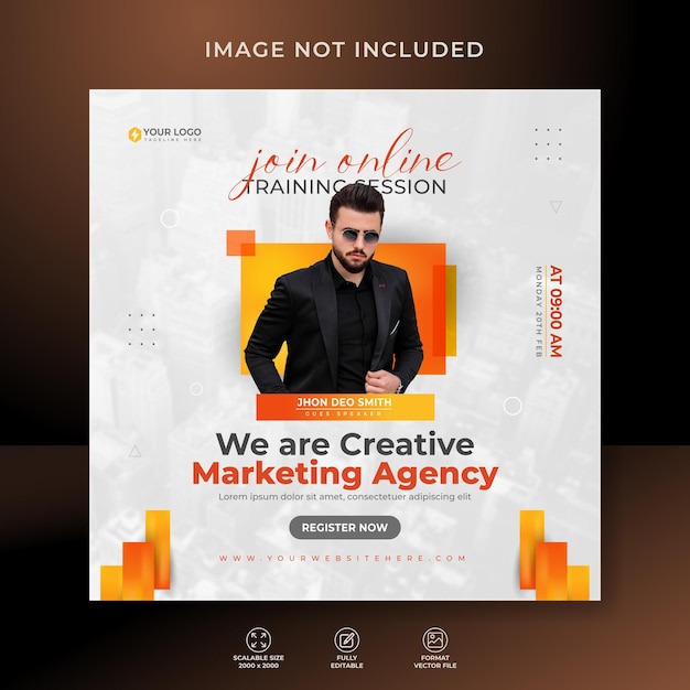 Modèle de publication de médias sociaux d'entreprise de marketing numérique et d'instagram Vecteur Premium