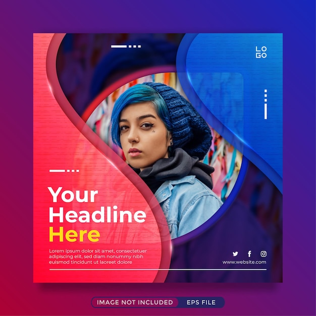 Modèle de publication de médias sociaux instagram bleu rouge élégant