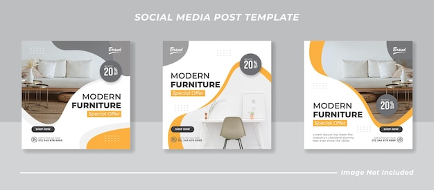 Modèle de publication de médias sociaux et d'instagram de meubles