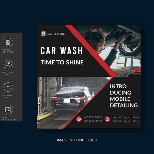 Vecteur modèle de publication sur les médias sociaux de lavage de voiture de luxe conception de bannières service de lavage de voiture sur les médias sociaux après 2022