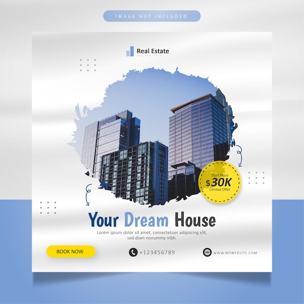 Modèle de publication sur les médias sociaux de la maison immobilière