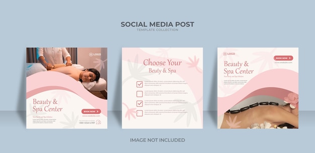 Vecteur modèle de publication sur les médias sociaux pour les soins de beauté et le spa