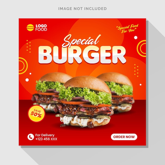 Modèle De Publication De Médias Sociaux Spécial Burger Food