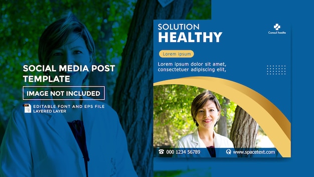 Vecteur modèle de publication sur les médias sociaux sur le thème de la santé