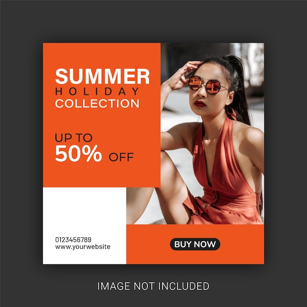 Modèle de publication sur les médias sociaux de vente de collection de mode de vacances d'été