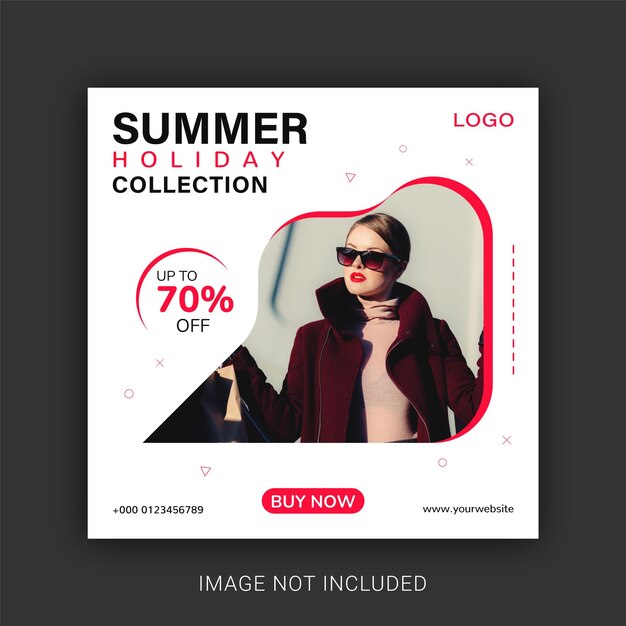 Modèle de publication sur les médias sociaux de vente de collection de mode de vacances d'été
