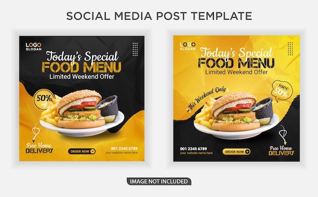 Modèle de publication pour les médias sociaux bannière alimentaire