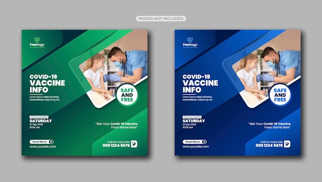 Vecteur modèle de publication sur les réseaux sociaux du vaccin cpvid19