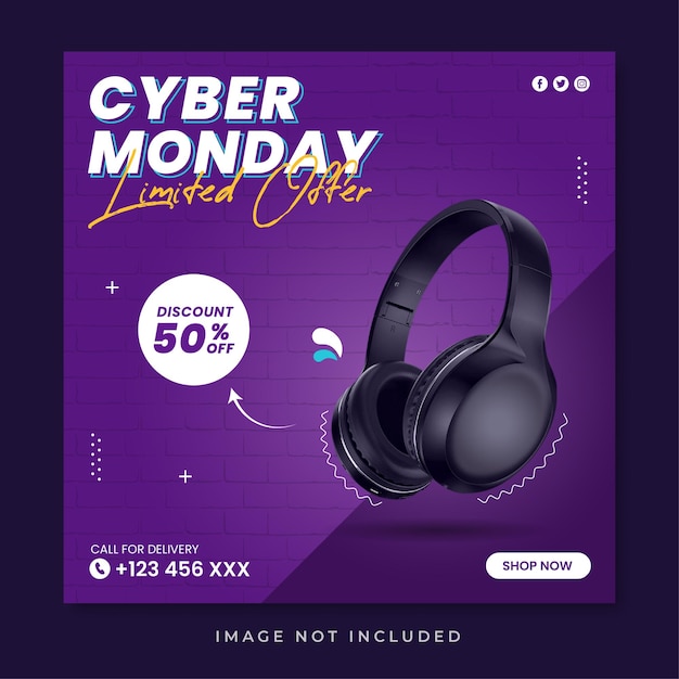 Modèle De Publication Sur Les Réseaux Sociaux Pour Une Offre Limitée De Cyber Monday