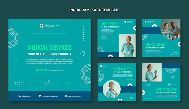 Modèle De Publications Instagram Médical Design Plat