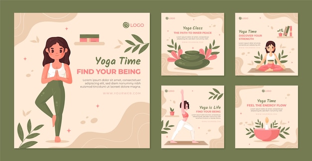 Modèle de publications instagram de retraite de yoga