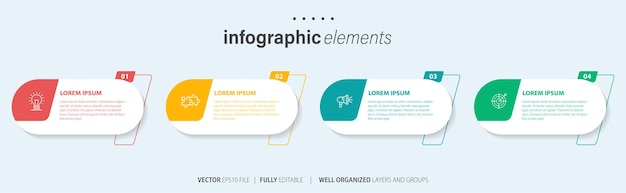 Modèle de quatre étapes d'infographie créative vectorielle