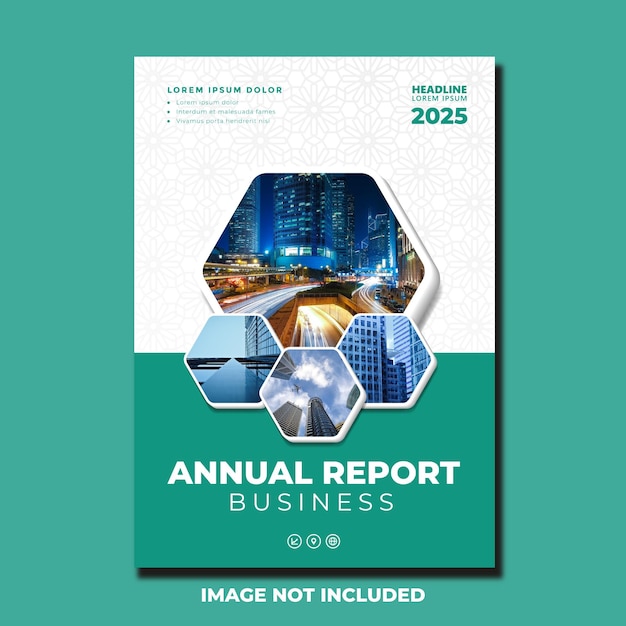 Vecteur modèle de rapport annuel sur l'activité de l'entreprise thème vert