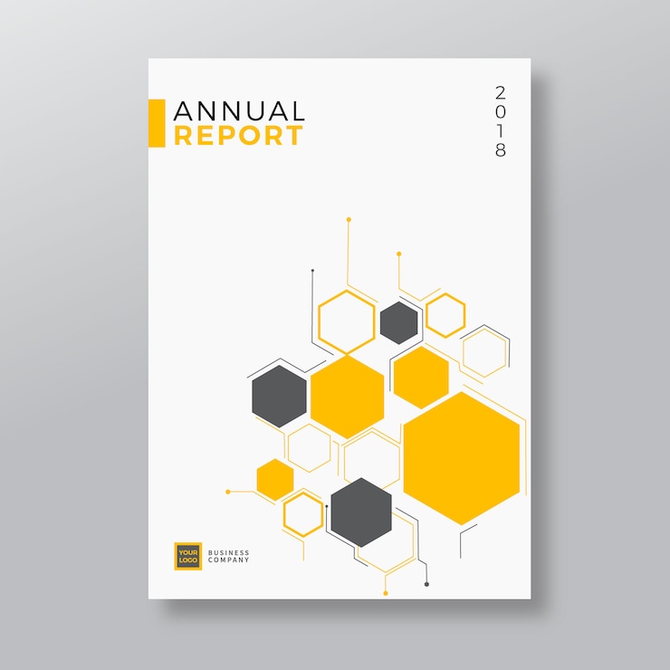 Vecteur modèle de rapport annuel de conception de forme de géométrie jaune