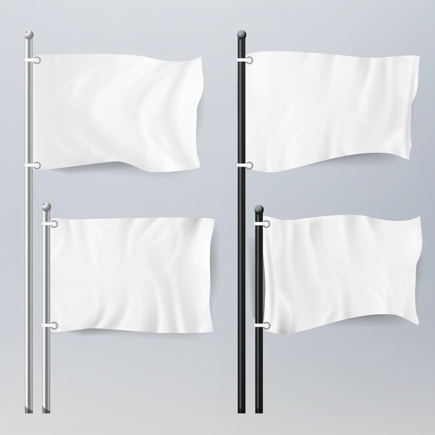 Modèle réaliste drapeaux blancs vierges