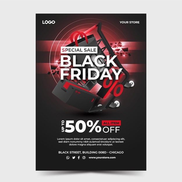 Modèle Réaliste De Vente Spéciale Black Friday