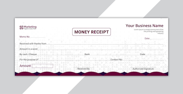 Modèle de reçu d'argent avec un design réaliste