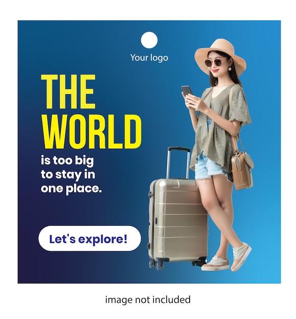 le modèle de réseau social de voyage mondial instagram aventure de gradient bleu