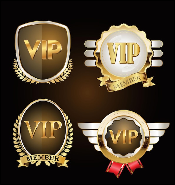 Modèle rétro d'invitation VIP doré sur fond noir