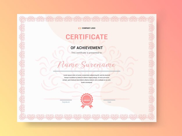 Modèle Rétro Vintage De Certificat Ou De Diplôme