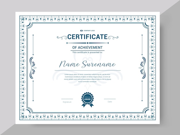 Modèle rétro vintage de certificat ou de diplôme