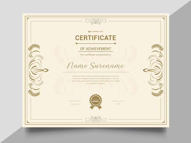 Modèle rétro vintage de certificat ou de diplôme