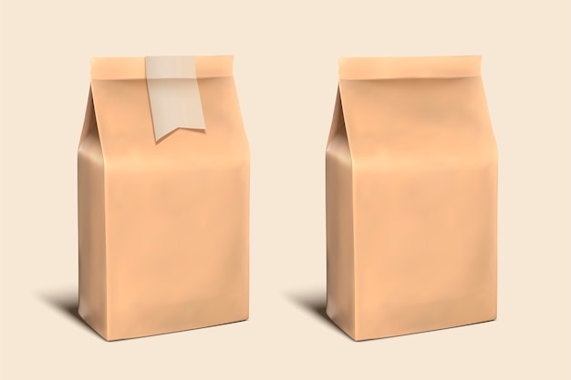 Modèle de sac en papier vierge, papier kraft avec espace pour les utilisations dans l'illustration