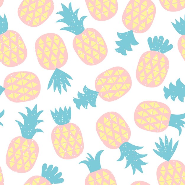 Modèle Sans Couture D'ananas Pastel Avec Ornement Géométrique