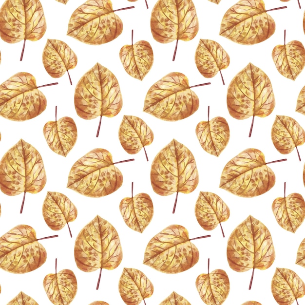 Modèle sans couture aquarelle coloré avec de belles feuilles d'automne tombées Fond d'automne