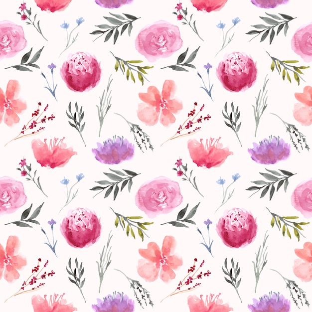 Modèle sans couture avec aquarelle de fleur violette
