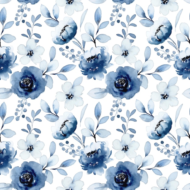 Modèle sans couture aquarelle floral blanc bleu