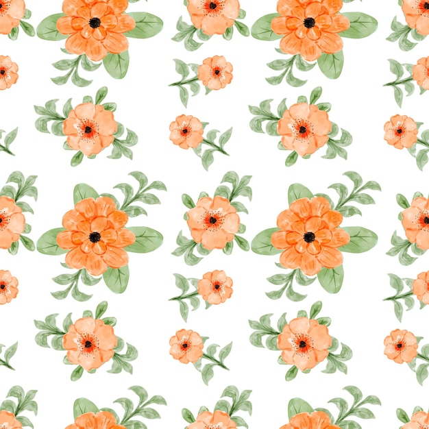 Modèle Sans Couture Aquarelle Floral Orange