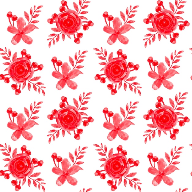 modèle sans couture aquarelle floral rouge