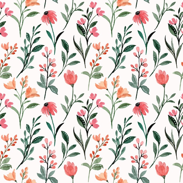 Modèle sans couture aquarelle floral sauvage