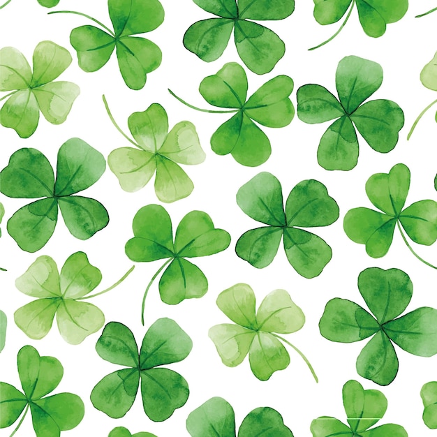 Modèle Sans Couture Aquarelle Sur Le Thème Des Feuilles De Trèfle Vert à Quatre Feuilles De La Saint Patrick